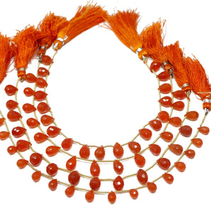 Carnelian Faceted Tear Drops, 6x9-7x10 mm, Rich Orange Color, (CAR-TR-6x9-7x10)(219)