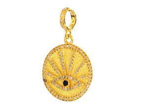 Pave Diamond Evil Eye Sunbeam Medallion Pendant, (DPS-94)