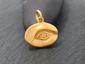 Gold Vermeil Over Sterling Silver Evil Eye charm -- (VM/CH2/CR117) - Beadspoint