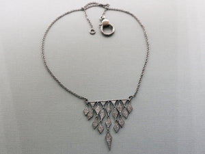 Pave Diamond Chevron Tier Necklace with Clasp, (DNK-009) - Beadspoint