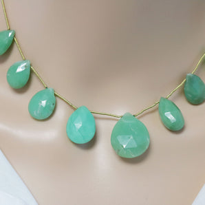 Chrysoprase Faceted Pear Drops, 12x17-19x24 mm, (CHRY-PR-12x17-19x24)(220)