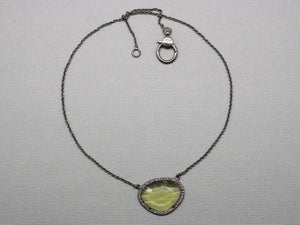 Pave Diamond and Lemon Topaz Necklace with Clasp, (DNK-007) - Beadspoint