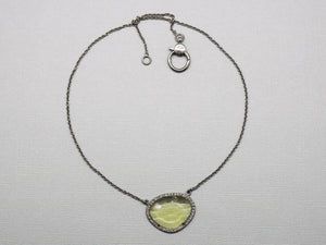 Pave Diamond and Lemon Topaz Necklace with Clasp, (DNK-007) - Beadspoint