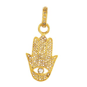 Pave Diamond Evil Eye Hamsa Pendant, (DPS-97)