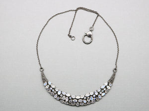 Pave Diamond And Rainbow Moonstone Necklace with Clasp, (DNK-005) - Beadspoint
