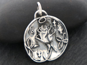 Sterling Silver French Rose charm -- (SS/CH4/CR130)--CRC - Beadspoint