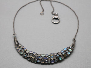 Pave Diamond And Labradorite Necklace with Clasp, (DNK-004) - Beadspoint
