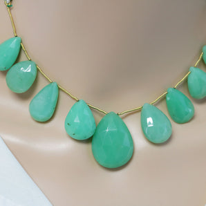 Chrysoprase Faceted One of a Kind Pear Drops, 13x20-22x29 mm, (CHRY-PR-13x20-22x29)(221)