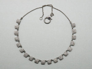 Pave Diamond Square Necklace with Clasp, (DNK-014) - Beadspoint