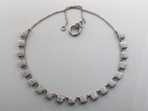 Pave Diamond Square Necklace with Clasp, (DNK-014) - Beadspoint