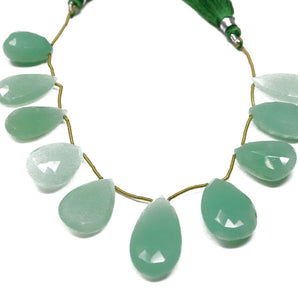 Chrysoprase Faceted Pear Drops, 12x17-15x31 mm, Chrysoprase Gemstone Beads, (CHRY-PR-12x17-15x31)(222)