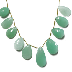 Chrysoprase Faceted Pear Drops, 12x17-15x31 mm, Chrysoprase Gemstone Beads, (CHRY-PR-12x17-15x31)(222)