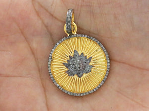 Pave Diamond Lotus Pendant, (DPM-1156)