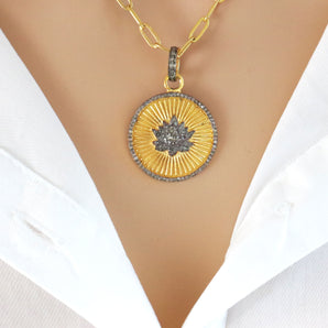 Pave Diamond Lotus Pendant, (DPM-1156)