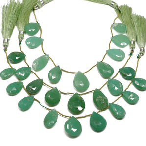 Chrysoprase Faceted Pear Drops, 12x18-16x22 mm, Chrysoprase Gemstone Beads, (CHRY-PR-12x18-16x22)(223)