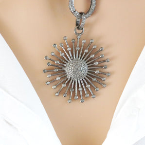 Pave Diamond Sunburst Pendant, (DPL-2405)