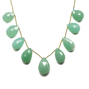 Chrysoprase Faceted Pear Drops, 12x18-16x22 mm, Chrysoprase Gemstone Beads, (CHRY-PR-12x18-16x22)(223)