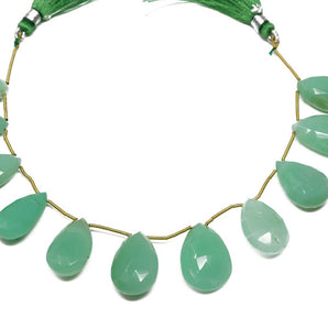 Chrysoprase Faceted Pear Drops, 11x17-14x21 mm, Chrysoprase Gemstone Beads, (CHRY-PR-11x17-14x21)(224)