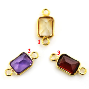 Gold Plated Tiny Faceted Rectangle Bezel Connector, 6X8 mm, (BZC-9005-CIT) - Beadspoint