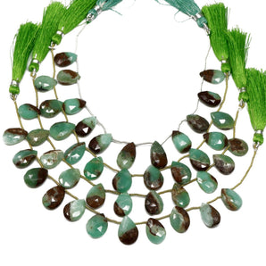 Bio Chrysoprase Faceted Pear Drops, 10x13-12x14 mm, Chrysoprase Gemstone Beads, (CHRY-PR-10x13-12x14(Bio))(226)