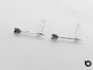 Sterling Silver Arrow Stud Earrings, Minimal Post Earrings, Cupid Arrow Stud, 2 Finish Available, (EAS-007)