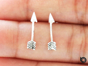 Sterling Silver Arrow Stud Earrings, Minimal Post Earrings, Cupid Arrow Stud, 2 Finish Available, (EAS-007)