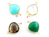 Gold Plated Faceted Heart Shape Bezel Connector, 15 mm, Multiple Colors, (BZC-9015-AQ)