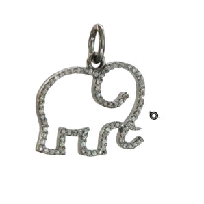 Pave Diamond Elephant Open work Charm, (DCH-147)