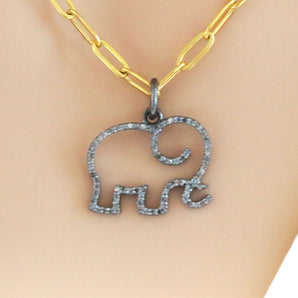 Pave Diamond Elephant Open work Charm, (DCH-147)