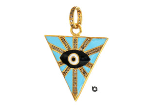 Pave Diamond Enamel Evil Eye Amulet pendant, (DEM-4086)