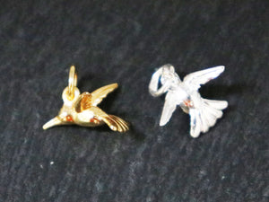 2 PCS Sterling Silver Hummingbird Charms (HT-8267) - Beadspoint