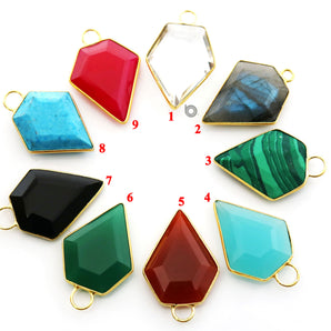 Gold Plated Faceted Arrowhead Bezel, 20X25 mm, Multiple Colors, (BZC-9019-CRY) - Beadspoint