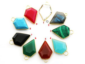 Gold Plated Faceted Arrowhead Bezel, 20X25 mm, Multiple Colors, (BZC-9019-CRY) - Beadspoint
