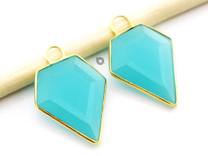 Gold Plated Faceted Arrowhead Bezel, 20X25 mm, Multiple Colors, (BZC-9019-CRY) - Beadspoint