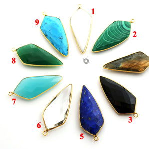 Gold Plated Faceted Arrowhead Bezel, 36x15 mm, Multiple Colors, (BZC-9021-WNX) - Beadspoint