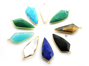 Gold Plated Faceted Arrowhead Bezel, 36x15 mm, Multiple Colors, (BZC-9021-WNX) - Beadspoint