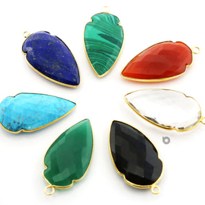 Gold Plated Faceted Arrowhead Shape Bezel, 37x20 mm, Multiple Colors, (BZC-9023-MLK-MD) - Beadspoint