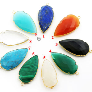 Gold Plated  Faceted Shape Bezel, 43X23 mm, Multiple Colors, (BZC-9023-LAP-LG) - Beadspoint