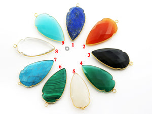 Gold Plated  Faceted Shape Bezel, 43X23 mm, Multiple Colors, (BZC-9023-LAP-LG) - Beadspoint