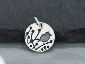 Sterling Silver Bird on Branch charm -- (SS/CH6/CR57)  -CRC - Beadspoint