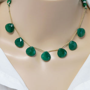 Green Onyx Faceted Heart Drops , 14-15 mm, Rich Color, Onyx Gemstone Beads, (GNx-HRT-14-15)(231)