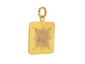 Pave Diamond Starburst Square Medallion Pendant, (DPL-2413)