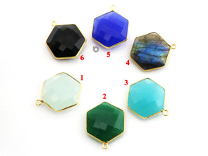 Gold Plated  Faceted Hexagon Bezel, 20 mm, Multiple Colors, (BZC-9025-SCL-LG) - Beadspoint