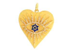 Pave Diamond Evil Eye Heart Pendant with Blue Sapphire, (DPL-2408)