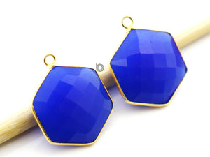 Gold Plated  Faceted Hexagon Bezel, 20 mm, Multiple Colors, (BZC-9025-SCL-LG) - Beadspoint