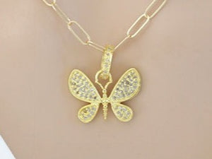 Pave Diamond Small Butterfly Pendant, (DPS-195)