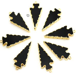 Gold ElectroPlated Black Onyx Arrowhead Shape Bezel, 37X19 mm, (BZC-9026-BNX) - Beadspoint