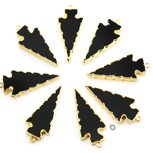 Gold ElectroPlated Black Onyx Arrowhead Shape Bezel, 37X19 mm, (BZC-9026-BNX) - Beadspoint