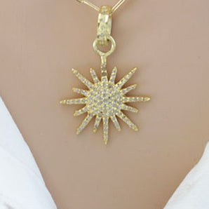 Pave Diamond Small Starburst Sun Pendant, (DPS-197)