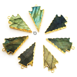 Gold ElectroPlated Labradorite Arrowhead Shape Bezel, 33x20 mm, (BZC-9026-LAB) - Beadspoint